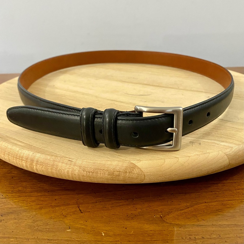 Vtg Coach 3849 Black Leather Dress Belt Solid Brass Buckle Sz 36" 90 cm Mens